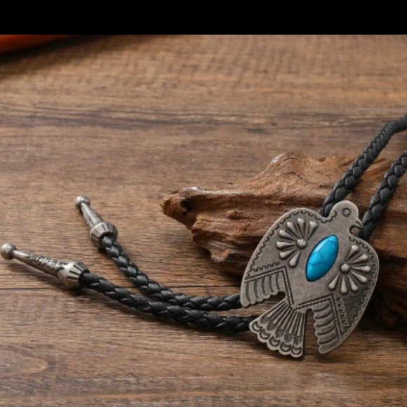 New thunderbird phoenix bird leather bolo tie - Picture 3 of 5